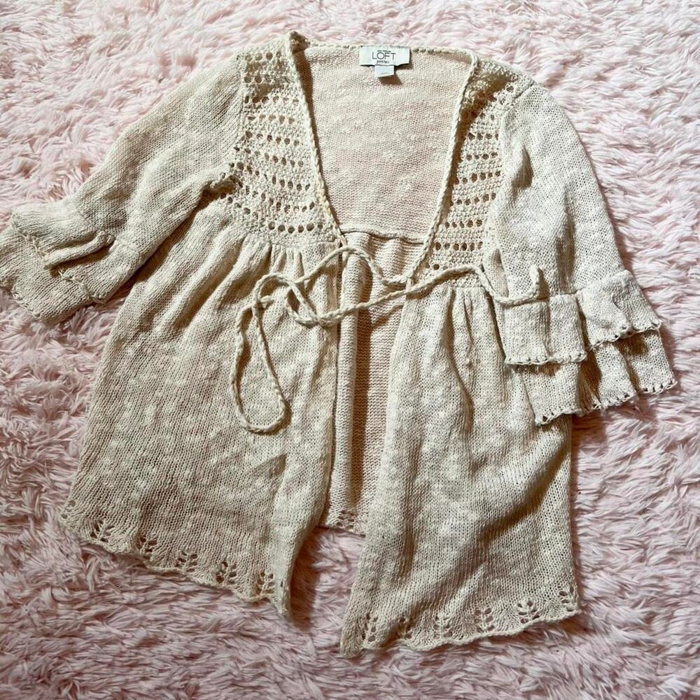 Cottage Core Boho Indie Ruffle Earthy Prairie Peasant Crotchet Y2K‎ Cardigan
